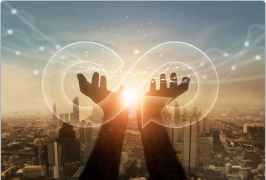 pair of hands holding infinity symbol
