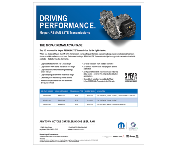 Mopar REMAN Transmissions - 62TE