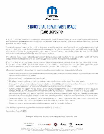 Structural Repair Parts Usage