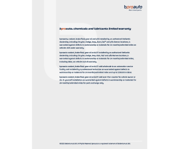 bproauto Chemical and Lubricants Warranty