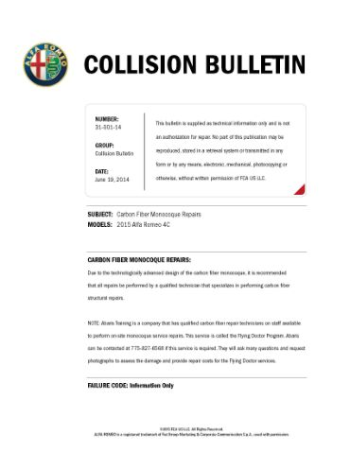 Alfa Romeo Carbon Fiber Monocoque Repair